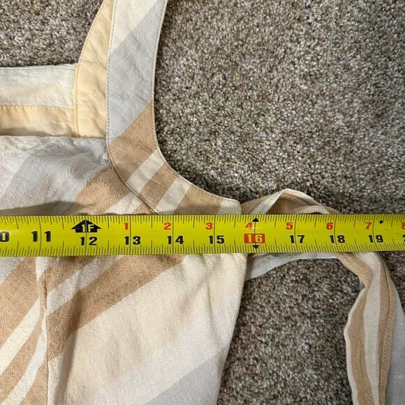 Anthropologie Cream and Tan Striped Linen Cotton Jumper - Picture 8 of 8